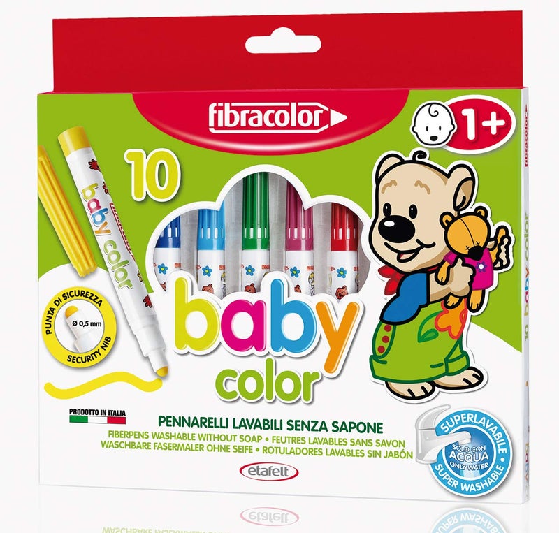 Fibracolor Baby Color Fibre Colouring Pens Super Washable Plus - Pack of 10 - Image 1